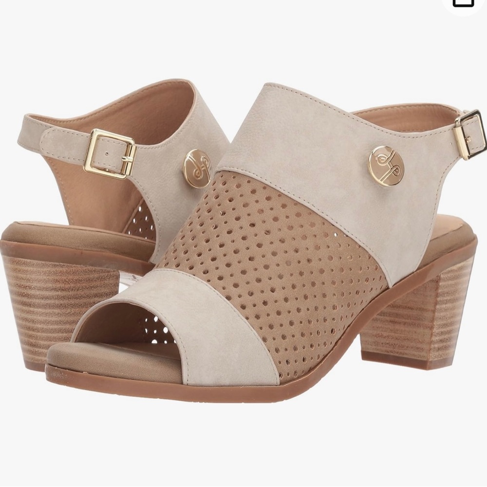 LINDSAY PHILLIPS Eloise peep toe cream heel sandals womens Size 11